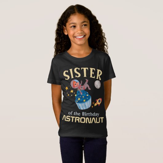 Zus van de verjaardag Astronaut Family Match T-shirt (Voorkant volledig)