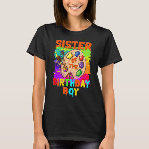 Zus van de verjaardag jongen schilderij familie do t-shirt