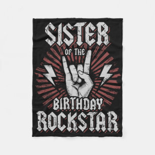 Zus van de verjaardag Rockstar bijpassende Rocker Fleece Deken