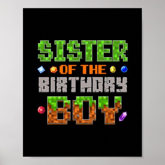 Zus van de Verjaardagsfeest Video Game Pixel Poster (Voorkant)