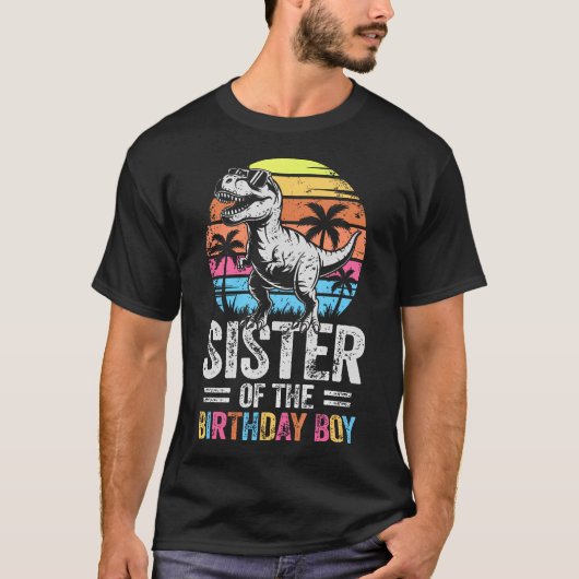 Zus van de verjaardagsfeestdinosaurus t-shirt (Voorkant)