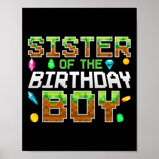 Zus Van De Verjaardagsjongen Game Pixel Nummer Geb Poster (Voorkant)