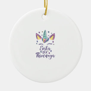 Zus Van Een Driejarig Meisje 3e Verjaardag Eenhoor Keramisch Ornament