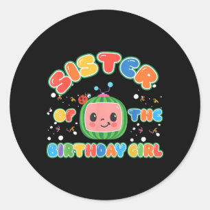 Zus van het jarige meisje Funny Melon Familie Ronde Sticker