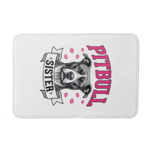 Zus van Pitbull Retro Hondenliefhebber Vectorontwe Badmat