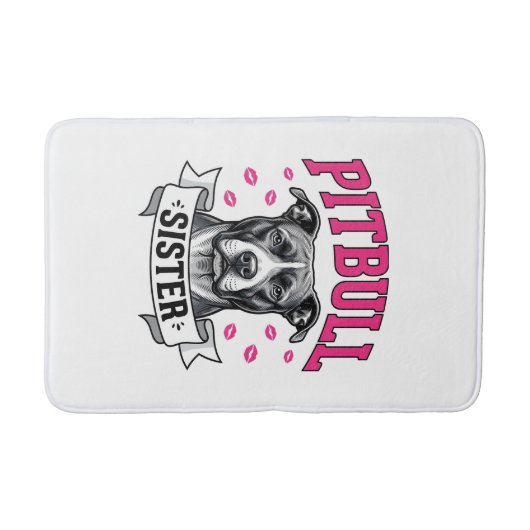 Zus van Pitbull Retro Hondenliefhebber Vectorontwe Badmat (Voorkant)