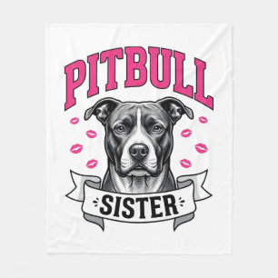 Zus van Pitbull Retro Hondenliefhebber Vectorontwe Fleece Deken