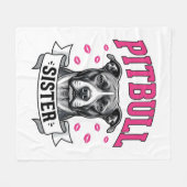 Zus van Pitbull Retro Hondenliefhebber Vectorontwe Fleece Deken (Voorkant (Horizontaal))