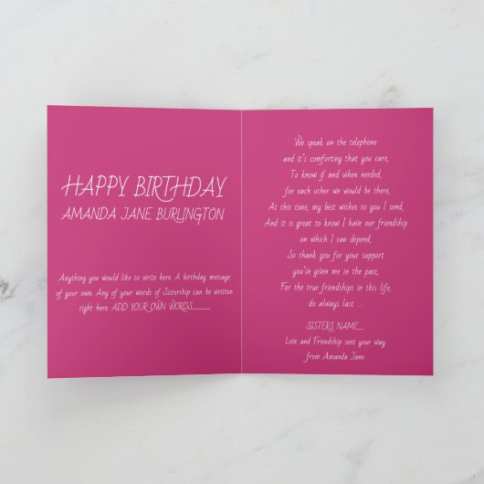 Zus Verjaardag Kaart (Binnen)