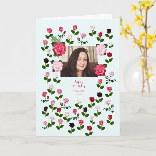 Zus, Verjaardag, Rozen Kaart (Gele Bloem)