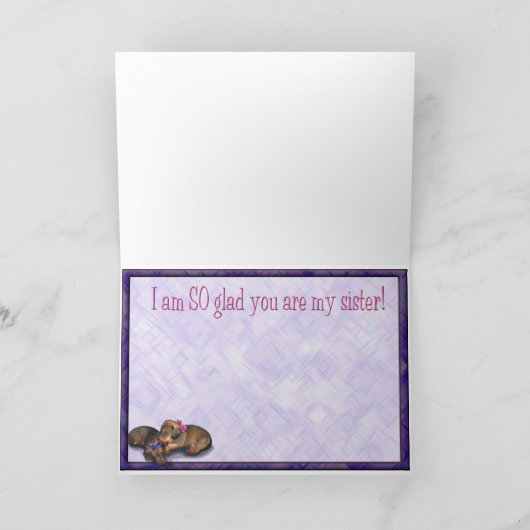 Zus Verjaardag Twee kleine teckel zussen Kaart (Binnen)