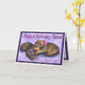 Zus Verjaardag Twee kleine teckel zussen Kaart (Gele Bloem)