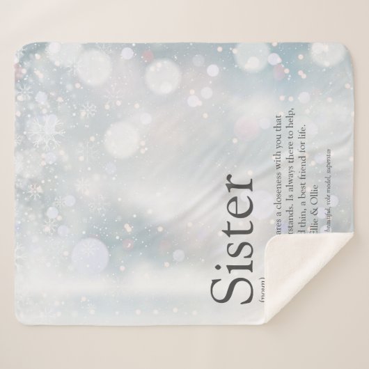 Zus Winter Vakantie Sneeuwvlokken Pret Definitie Sherpa Deken (Voorkant (horizontaal))