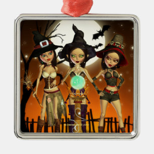 Zusers Ornament met drie heks vierkant