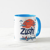 Zushi Japan Illustrated Coastal Travel Mug Mok (Voorkant rechts)