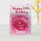 ZUSJE - Gelukkige 49ste verjaardag - Roze Roos Kaart (Gele Bloem)