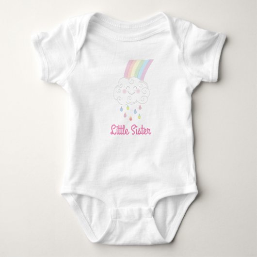 Zusje Strooi Regenboog Regendruppel Wolk Romper (Voorkant)