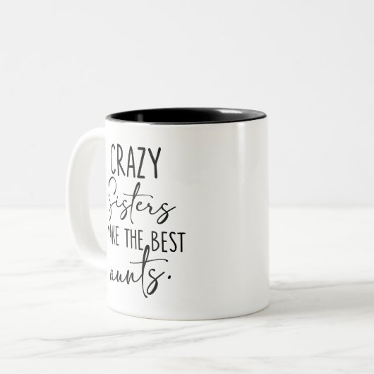 Zussen als tante, gekke zussen maken de beste tant tweekleurige koffiemok (Voorkant links)