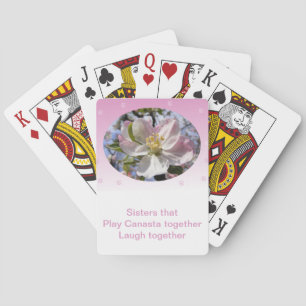 Zussen die Canasta samen Apple Blossom spelen Pokerkaarten