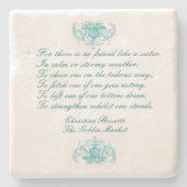  zussen gedicht door C. Rosetti in Blauw Stenen Onderzetter (Voorkant)