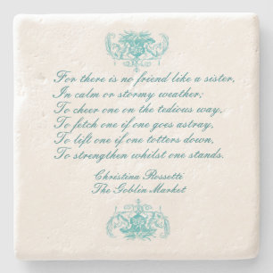 zussen gedicht door C. Rosetti in Blauw Stenen Onderzetter