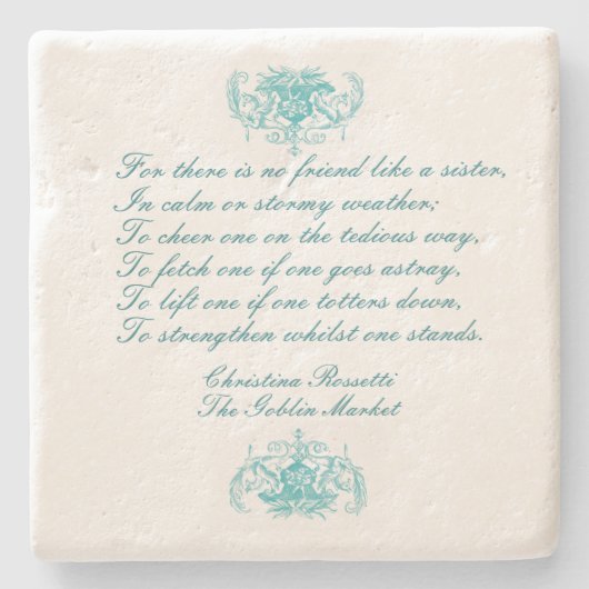 zussen gedicht door C. Rosetti in Blauw Stenen Onderzetter (Voorkant)