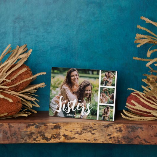 Zussen Gepersonaliseerd Foto Collage Plaque Fotoplaat (Zijkant)