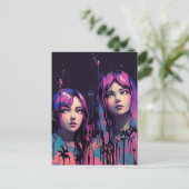 Zussen met Paarse haren Briefkaart (Staand voorkant)