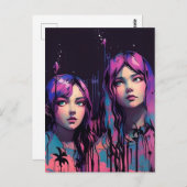 Zussen met Paarse haren Briefkaart (Voorkant / Achterkant)