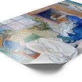 Zussen naaien door de haard foto afdruk (Hoek)