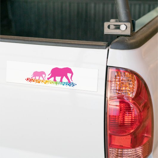 Zussen van olifant Walking Bumpersticker (Op Truck)