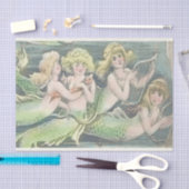  zussen van zeemeermin die zwemmen met goudvis tissuepapier (Craft)