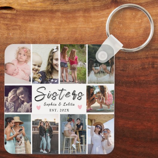 Zussen Voor Altijd – 10 Foto Aangepaste Collage Sl Sleutelhanger (Achterkant)