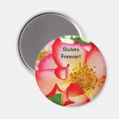 Zussen voor altijd! magneet Rood Wit Roze Roos (Voorkant / Achterkant)