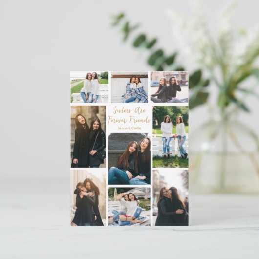 Zussen Voor altijd Vrienden Foto Collage Aangepast Briefkaart (Staand voorkant)
