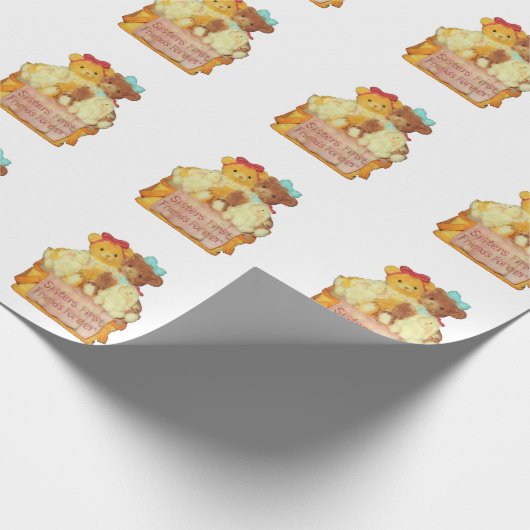 Zussen Vrienden Teddy Bears en Bunnys Cadeaupapier (Hoek)