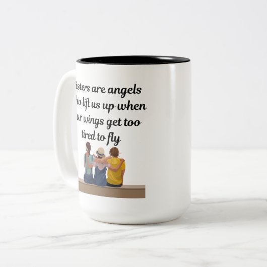 Zussen zijn engelen tweekleurige koffiemok (Voorkant links)