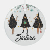 Zussen! Zwarte vrouwen, zwarte kerstboom Glas Ornament (Voorkant)