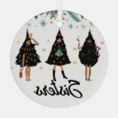 Zussen! Zwarte vrouwen, zwarte kerstboom Glas Ornament (Achterkant)