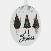 Zussen! Zwarte vrouwen, zwarte kerstboom Glas Ornament (Voorkant Rechts)