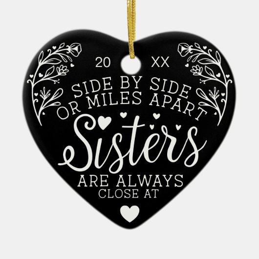 Zussers verbonden via hartfoto Keepomwille Black Keramisch Ornament (Voorkant)