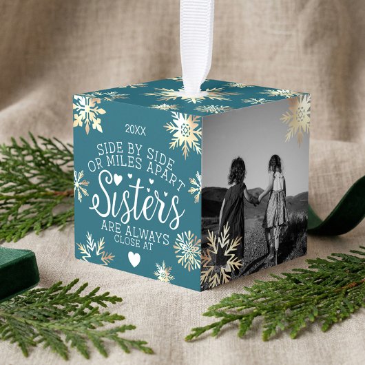 Zussers verbonden via hartfoto Keepomwille Blue Decoratie