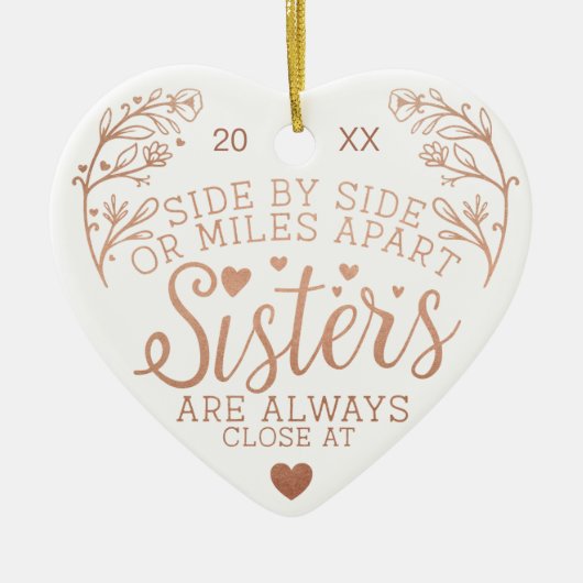 Zussers verbonden via het Roos Hart Photo Keepomwi Keramisch Ornament (Voorkant)