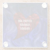 Zussers zijn altijd vrienden met gefingeerde harte glazen onderzetter (Achterkant)