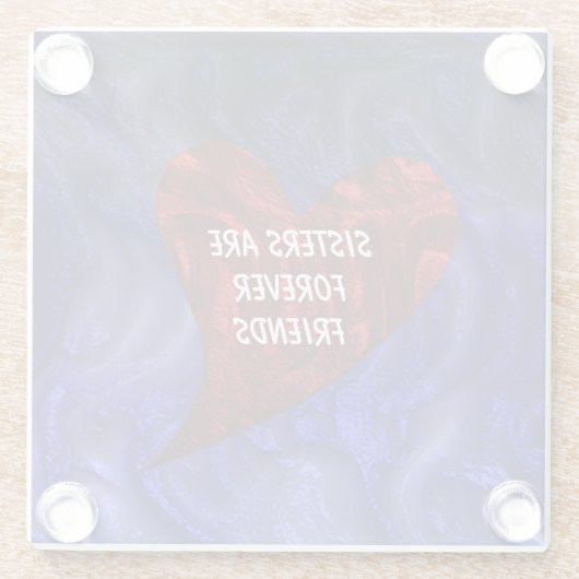 Zussers zijn altijd vrienden met gefingeerde harte glazen onderzetter (Achterkant)