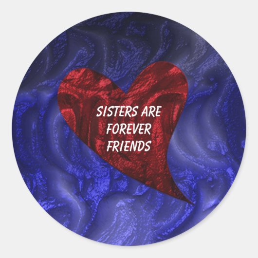 Zussers zijn altijd vrienden met gefingeerde harte ronde sticker (Voorkant)