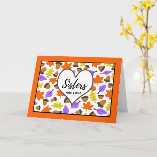 Zussers zijn liefdesherfst-Birthday-bladeren en zu Kaart (Gele Bloem)