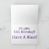 Zuster, 13e verjaardag, wit op pueple. kaart (Binnen)