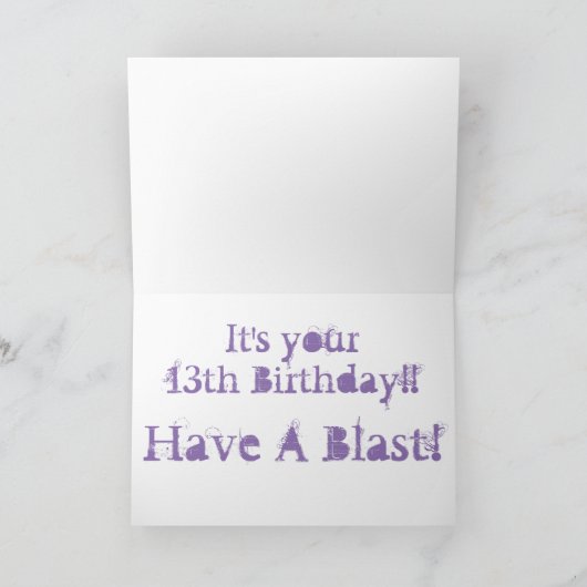 Zuster, 13e verjaardag, wit op pueple. kaart (Binnen)