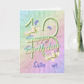 zuster 13th Birthday Butterfly Garden Card Kaart (Voorkant)